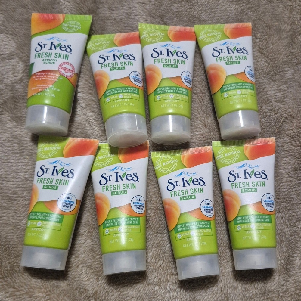 8 Pack St. Ives Fresh Skin Apricot Scrub Travel Size 1oz Each Deep Exfoliating